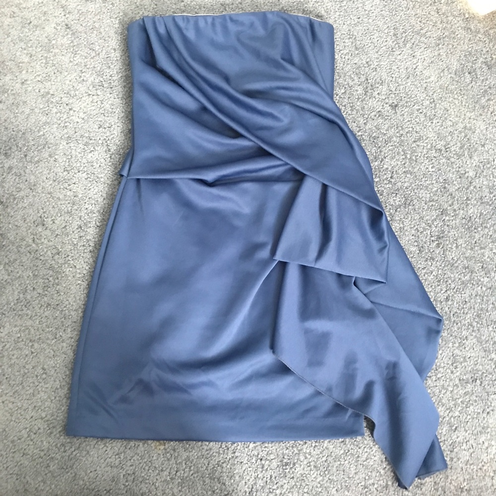 Strapless blue event dress